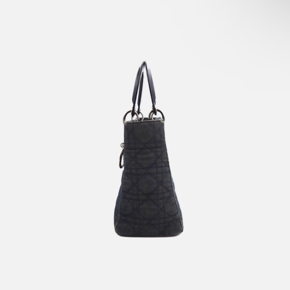 Dior Cannage Lady Dior Blue Denim Fabric Tote - Picture 3 of 8